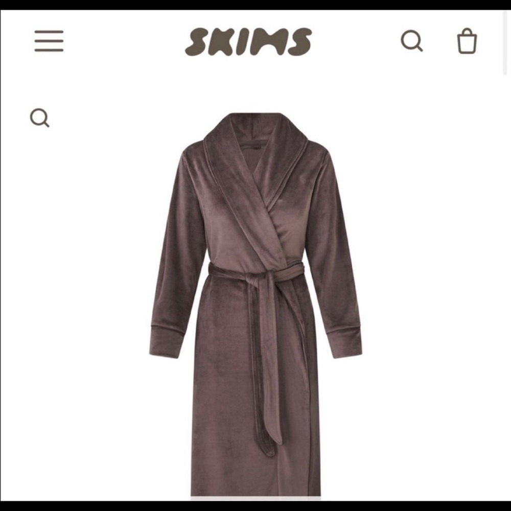 NWT SKIMS VELOUR LONG ROBE in Amethyst